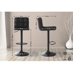 Tabouret de bar Feni en velours noir