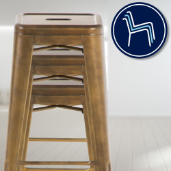 Lot de 2 tabourets de bar Joshua doré