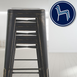 Lot de 2 tabourets de bar Joshua noir-or