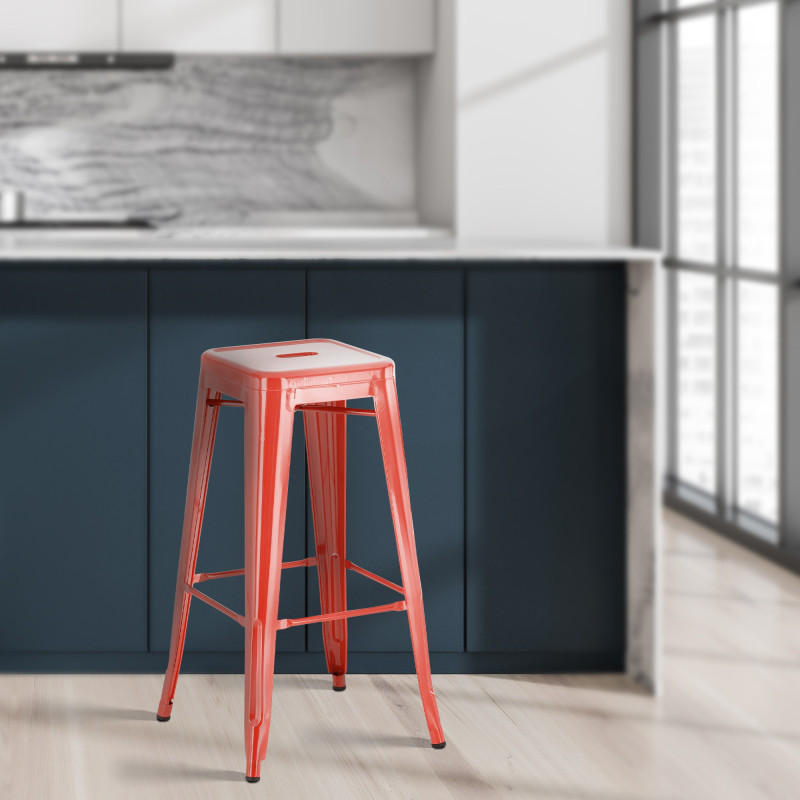 Lot de 2 tabourets de bar Joshua rouge