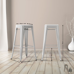 Lot de 2 tabourets de bar Joshua argent