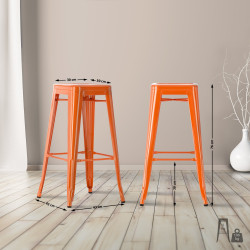 Lot de 2 tabourets de bar Joshua orange