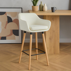 Sgabello da bar in similpelle color crema Grant