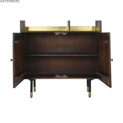Étagère DKD Home Decor Noir Doré Métal Brun foncé Bois de manguier 4 Etagères (90 x 35 x 200 cm)