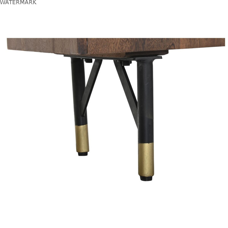 Étagère DKD Home Decor Noir Doré Métal Brun foncé Bois de manguier 4 Etagères (90 x 35 x 200 cm)
