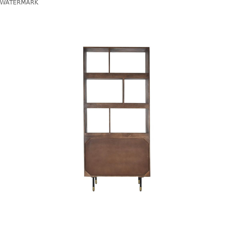Étagère DKD Home Decor Noir Doré Métal Brun foncé Bois de manguier 4 Etagères (90 x 35 x 200 cm)