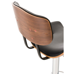 Tabouret de bar Sarnia en similicuir noyer/noir