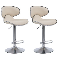Lot de 2 tabourets de bar Las Vegas V2 simili cuir chrome crème