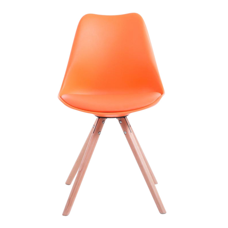Lot de 4 chaises Toulouse, simili cuir, rondes, orange naturel