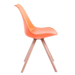 Lot de 4 chaises Toulouse, simili cuir, rondes, orange naturel