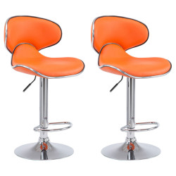 Set De 2 Taburetes Las vegas Naranja,Cromado