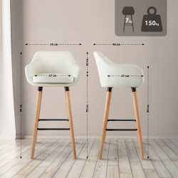 Tabouret de bar Grant simili cuir crème