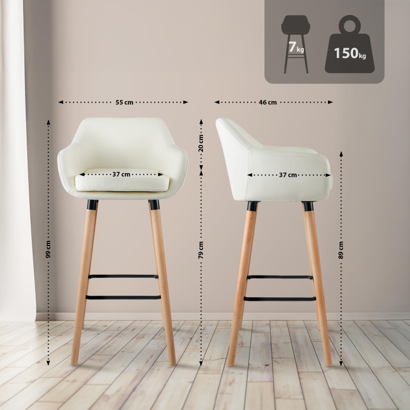 Sgabello da bar in similpelle color crema Grant