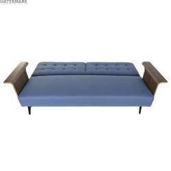 Canapé Convertible DKD Home Decor Noir Bleu Métal Marron Polyester Bois d'eucalyptus (203 x 87 x 81 cm)