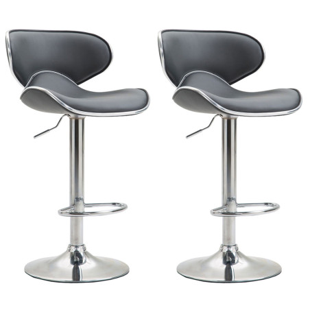 Lot de 2 tabourets de bar Las Vegas V2 simili cuir gris chrome