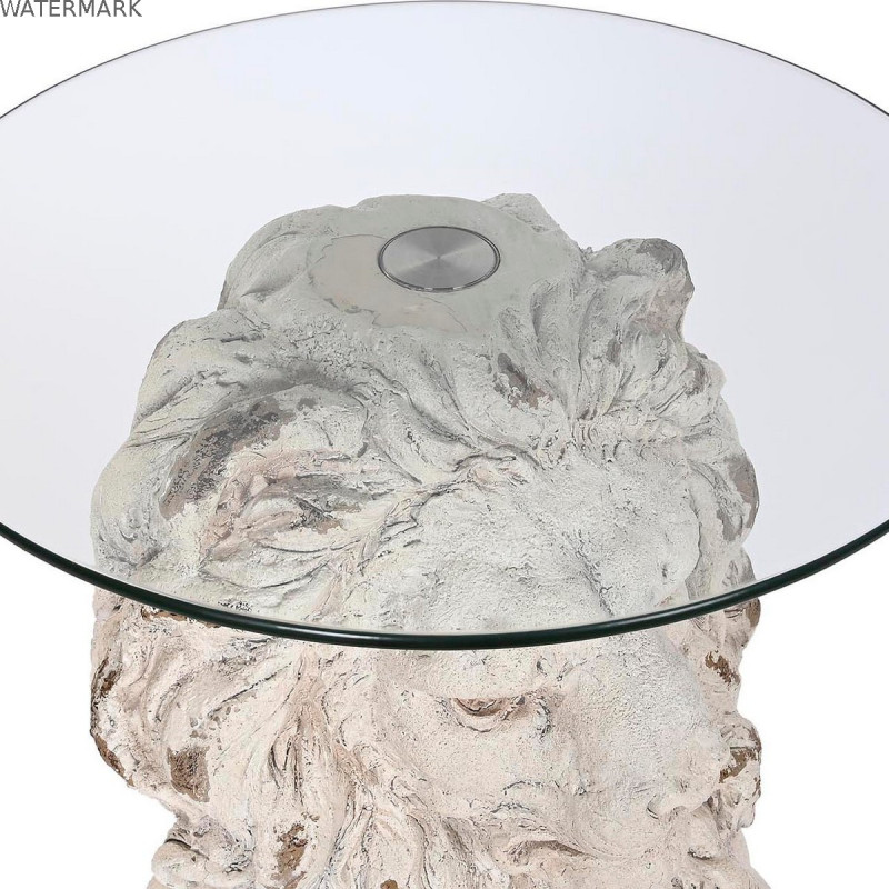 Table d'appoint DKD Home Decor Lion 52 x 44 x 72 cm Verre Gris Métal Blanc Magnésium