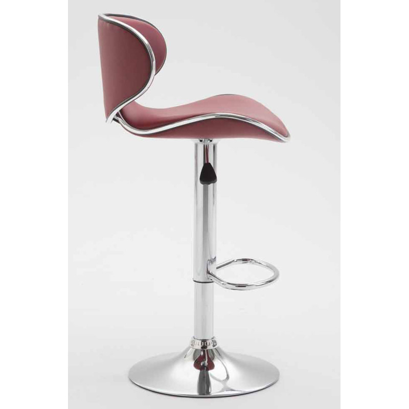Lot de 2 tabourets de bar Las Vegas V2 simili cuir chrome bordeaux rouge