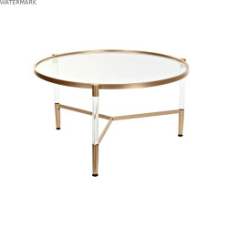 Table Basse DKD Home Decor Glamour Transparent Doré Acrylique Métal 87 x 87 x 50 cm