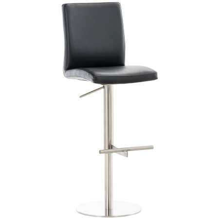 Tabouret de bar Cadiz, similicuir, acier inoxydable noir