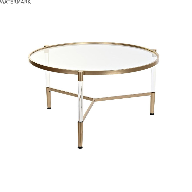 Table Basse DKD Home Decor Glamour Transparent Doré Acrylique Métal 87 x 87 x 50 cm