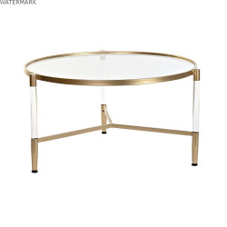 Table Basse DKD Home Decor Glamour Transparent Doré Acrylique Métal 87 x 87 x 50 cm