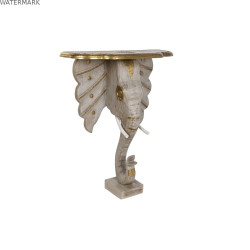 Meuble d'Entrée DKD Home Decor Blanc Gris Doré 80 x 30 x 96 cm Eléphant