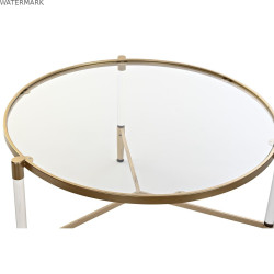 Table Basse DKD Home Decor Glamour Transparent Doré Acrylique Métal 87 x 87 x 50 cm