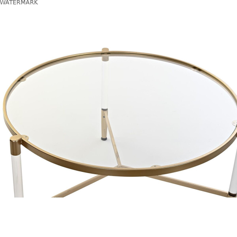 Table Basse DKD Home Decor Glamour Transparent Doré Acrylique Métal 87 x 87 x 50 cm