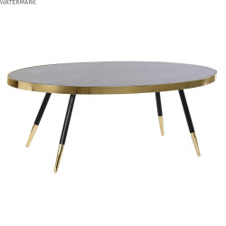 Table Basse DKD Home Decor Noir Doré Verre Acier 110 x 50 x 41,5 cm