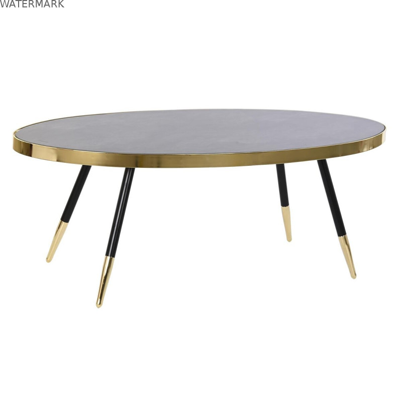 Table Basse DKD Home Decor Noir Doré Verre Acier 110 x 50 x 41,5 cm