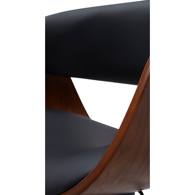 Tabouret de bar Portmore simili cuir noir noyer/noir