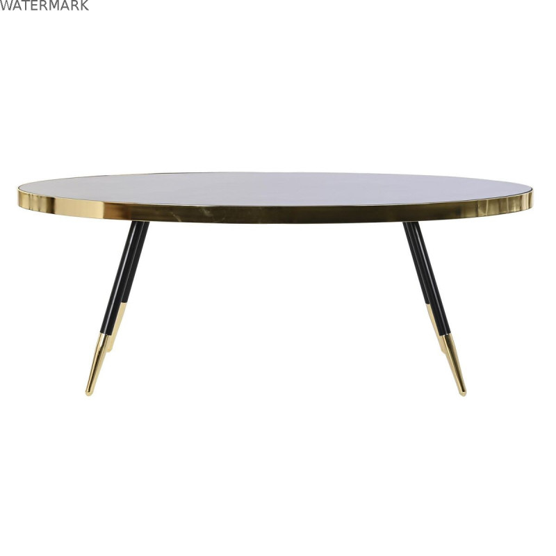 Table Basse DKD Home Decor Noir Doré Verre Acier 110 x 50 x 41,5 cm
