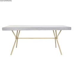 Table de Salle à Manger DKD Home Decor Gris Doré Blanc Laiton Bois de manguier (180 x 90 x 76 cm)