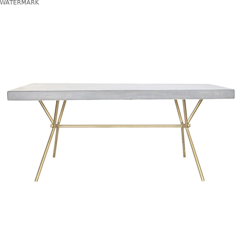 Table de Salle à Manger DKD Home Decor Gris Doré Blanc Laiton Bois de manguier (180 x 90 x 76 cm)