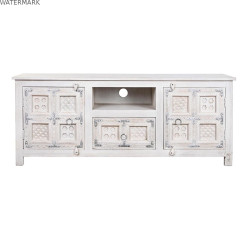 Meubles de télévision DKD Home Decor Blanc Bois Bois de manguier 151 x 40 x 60 cm