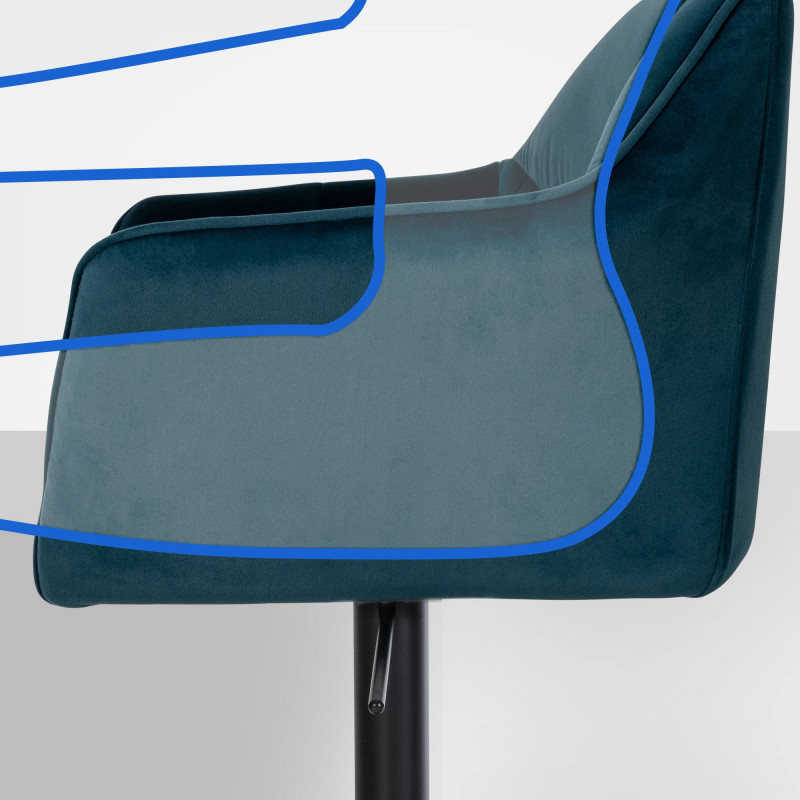 Tabouret de bar Damaso B en velours vert