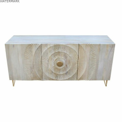 Buffet DKD Home Decor 160 x 45 x 75 cm Doré Métal Blanc Bois de manguier