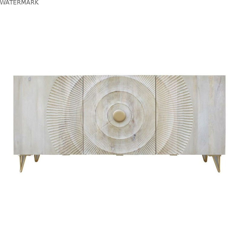 Buffet DKD Home Decor 160 x 45 x 75 cm Doré Métal Blanc Bois de manguier