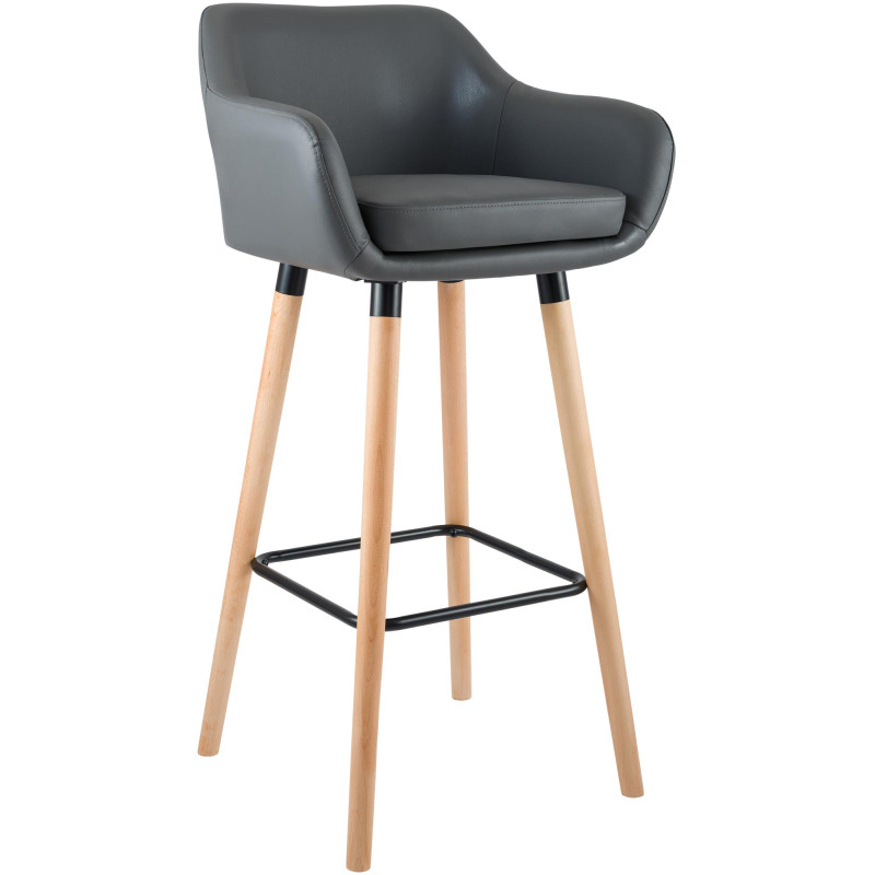 Tabouret de bar Grant simili cuir gris