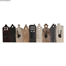 Portemanteau DKD Home Decor Blanc Naturel Brun foncé Bois Métal 83,5 x 10 x 25 cm