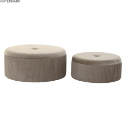 Repose-pied DKD Home Decor 70 x 70 x 32 cm 70 x 70 x 28 cm Velours Gris clair Bois MDF