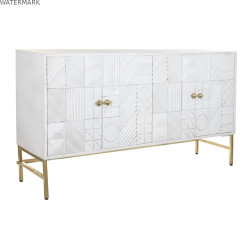 Buffet DKD Home Decor Losanges Blanc Laiton Bois de manguier (157 x 43 x 84 cm)