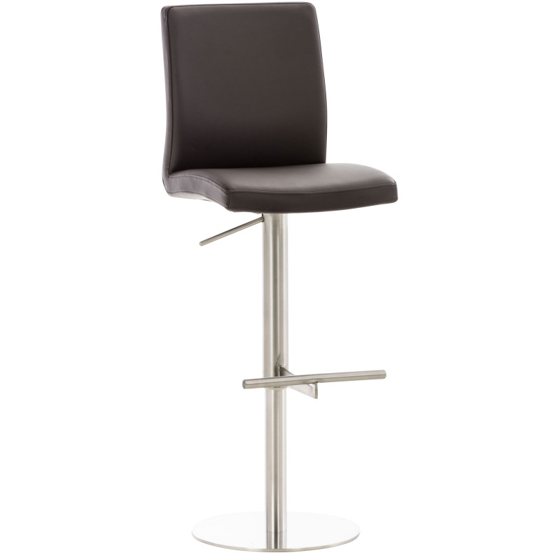 Tabouret de bar Cadiz, similicuir, acier inoxydable brun