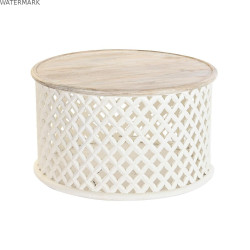 Table Basse DKD Home Decor Blanc Naturel Aluminium Bois de manguier 81 x 81 x 45 cm
