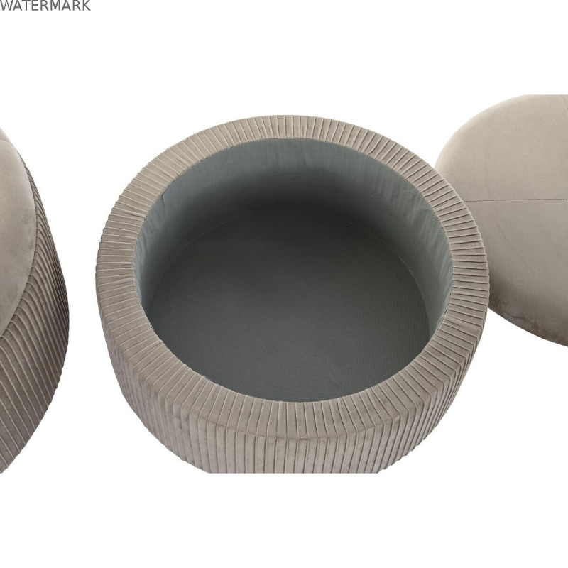 Repose-pied DKD Home Decor 70 x 70 x 32 cm 70 x 70 x 28 cm Velours Gris clair Bois MDF