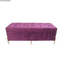 Banc de Pied de Lit DKD Home Decor Doré Pourpre Bois MDF 115 x 43 x 46 cm