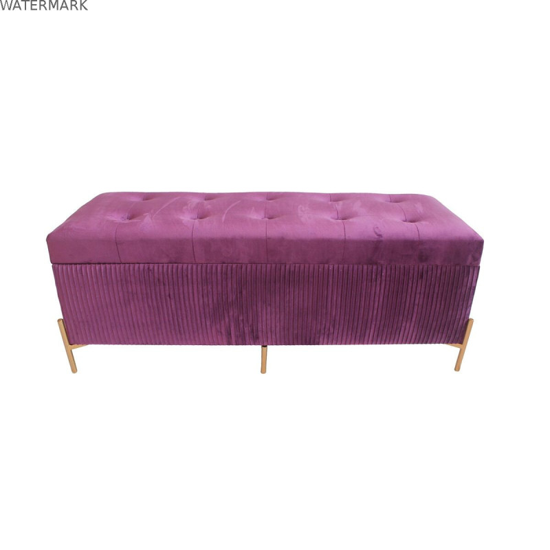 Banc de Pied de Lit DKD Home Decor Doré Pourpre Bois MDF 115 x 43 x 46 cm Banc de Pied de Lit DKD Home Decor Doré Pourpre Bois MDF 115 x 43 x 46 cm