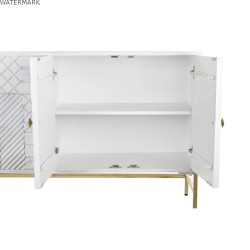Buffet DKD Home Decor Losanges Blanc Laiton Bois de manguier (157 x 43 x 84 cm)