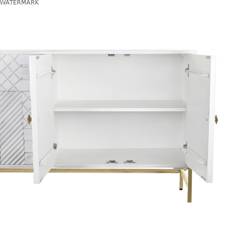 Buffet DKD Home Decor Losanges Blanc Laiton Bois de manguier (157 x 43 x 84 cm)