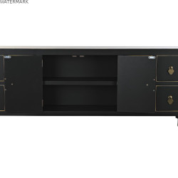 Meubles de télévision DKD Home Decor Noir Oriental Blanc Doré Blanc/Noir Métal Sapin Bois MDF 130 x 26 x 51 cm